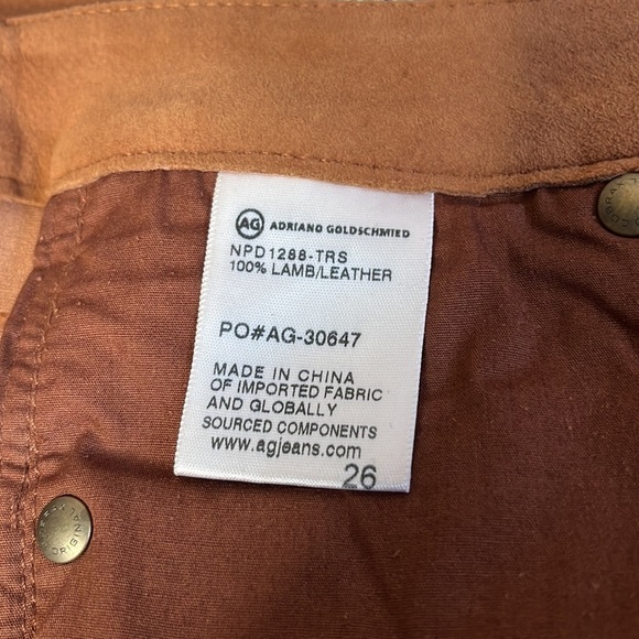 AG Adriano Goldschmied The Suede Legging Ankle Jean in 100% Lamb Leather Size 26 - Picture 8 of 11